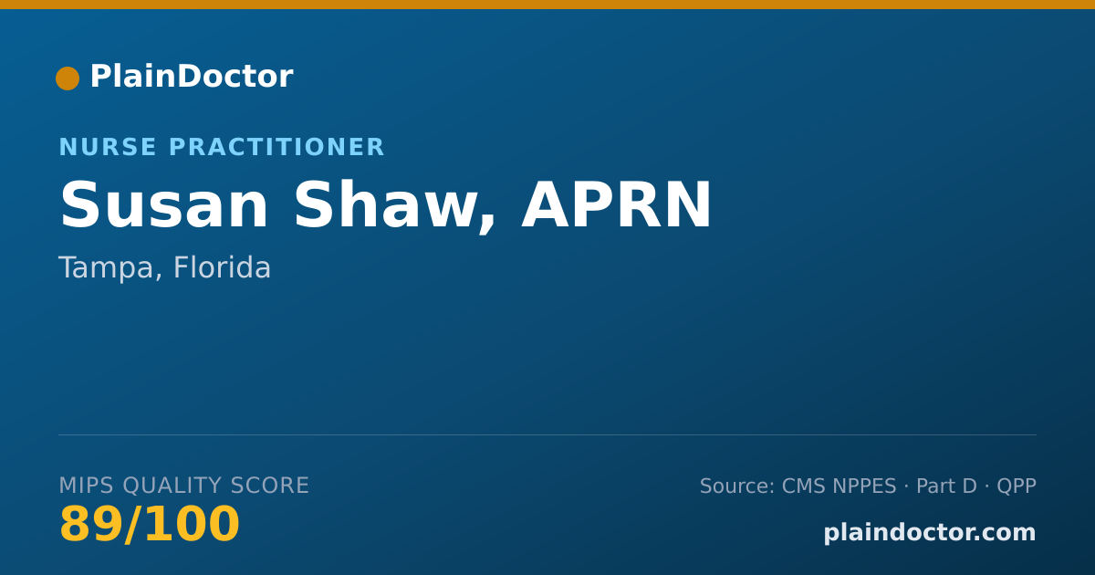 Shareable card for Susan Shaw, APRN - Family Nurse Practitioner, Tampa, FL
