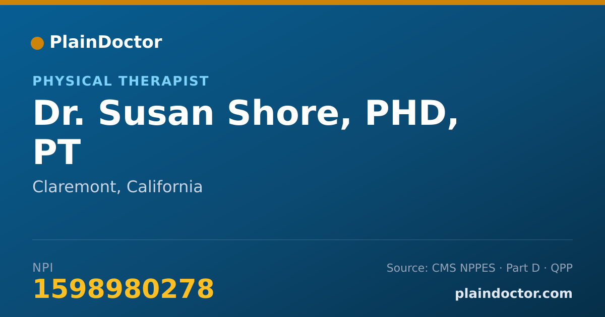Shareable card for Susan Shore, PHD, PT - Physical Therapist, Claremont, CA