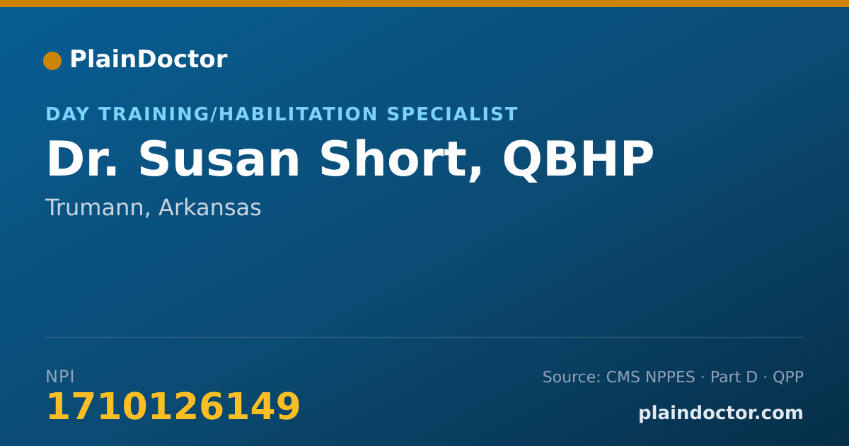 Shareable card for Susan Short, QBHP - Day Training/Habilitation Specialist, Trumann, AR