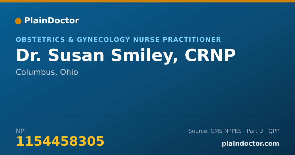 Shareable card for Susan Smiley, CRNP - Obstetrics & Gynecology Nurse Practitioner, Columbus, OH