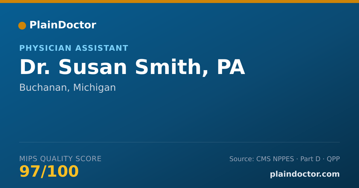 Shareable card for Susan Smith, PA - Physician Assistant, Buchanan, MI