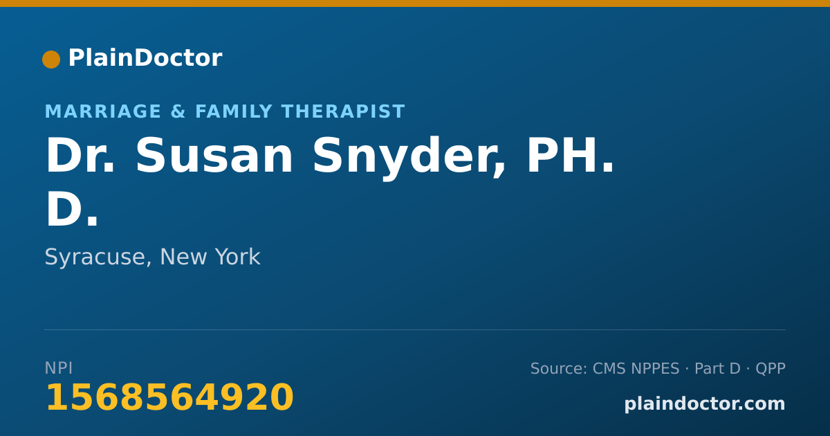 Shareable card for Susan Snyder, PH. D. - Marriage & Family Therapist, Syracuse, NY
