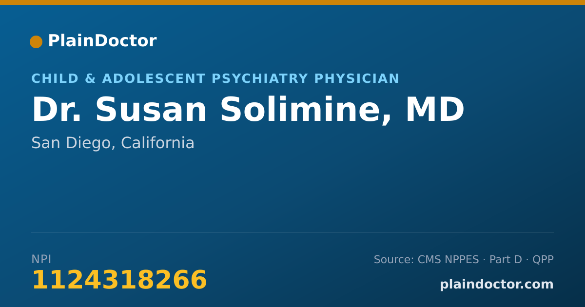 Shareable card for Susan Solimine, MD - Psychiatry Physician, San Diego, CA