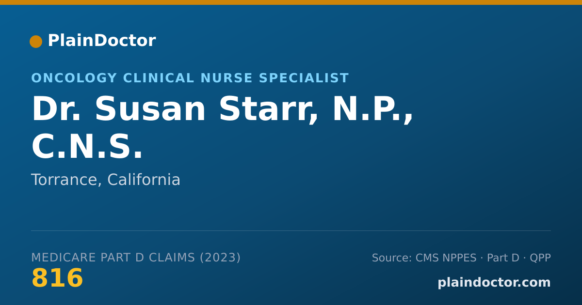 Shareable card for Susan Starr, N.P., C.N.S. - Oncology Clinical Nurse Specialist, Torrance, CA
