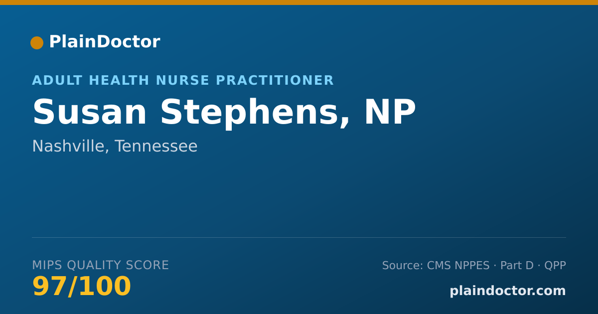 Shareable card for Susan Stephens, NP - Primary Care Nurse Practitioner, Nashville, TN