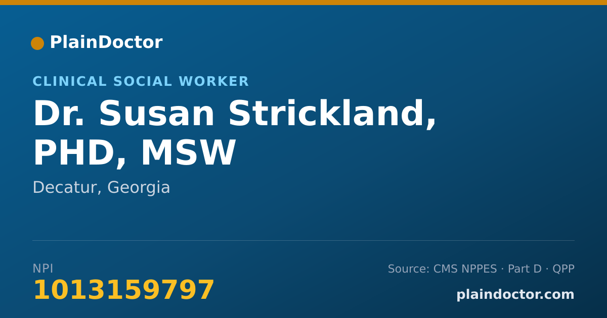 Shareable card for Susan Strickland, PHD, MSW - Clinical Social Worker, Decatur, GA