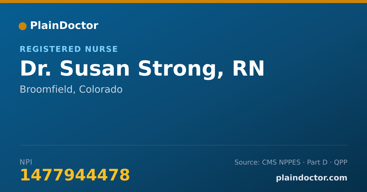 Shareable card for Susan Strong, RN - Registered Nurse, Broomfield, CO