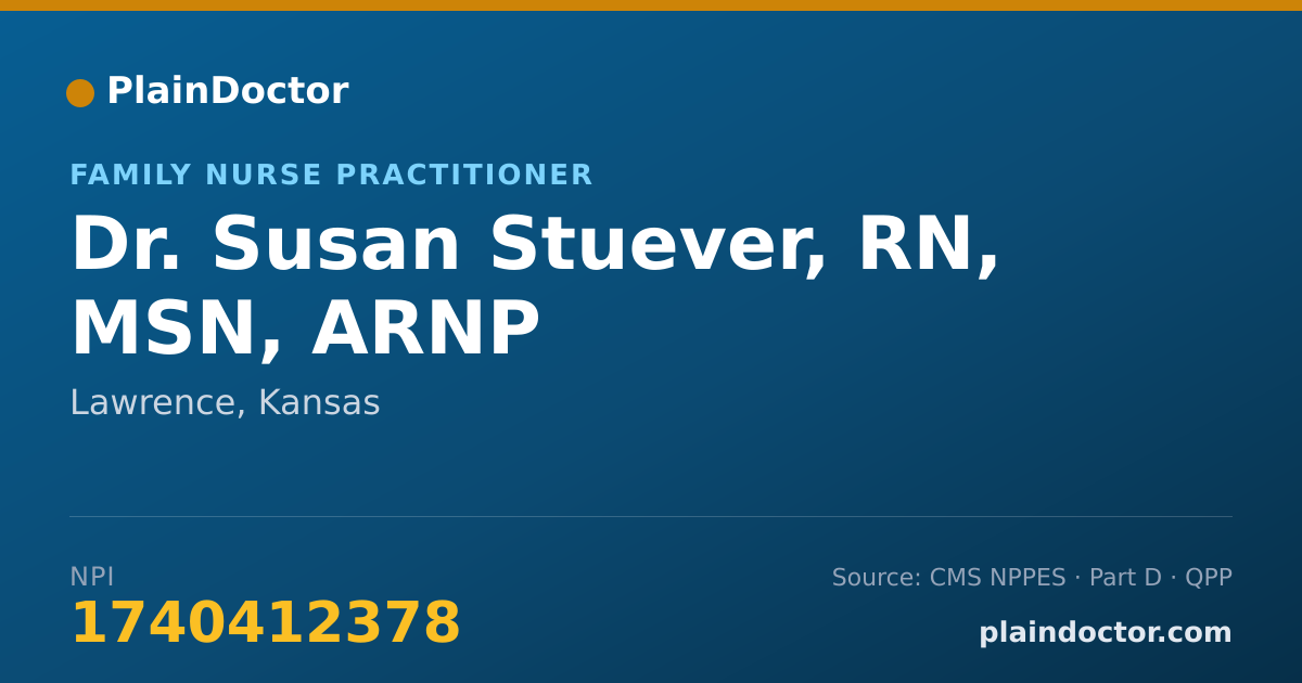 Shareable card for Susan Stuever, RN, MSN, ARNP - Family Nurse Practitioner, Lawrence, KS
