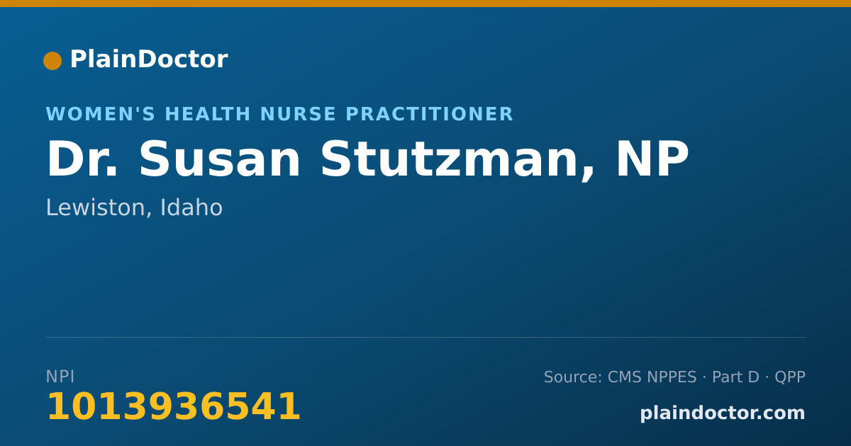 Shareable card for Susan Stutzman, NP - Women's Health Nurse Practitioner, Lewiston, ID