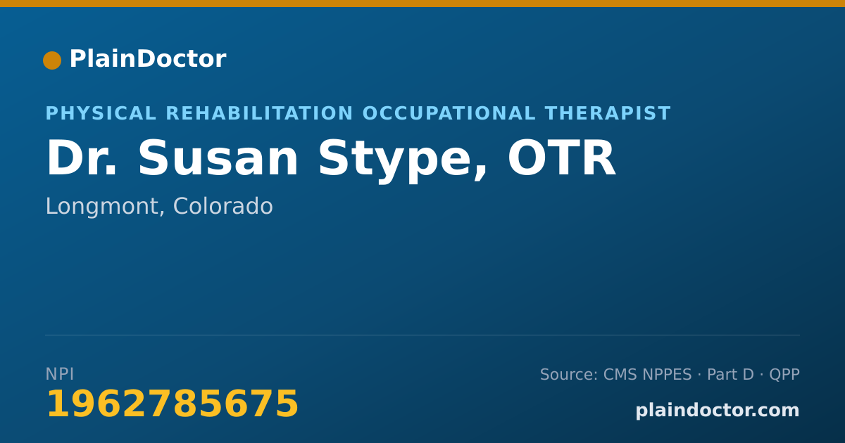 Shareable card for Susan Stype, OTR - Physical Rehabilitation Occupational Therapist, Longmont, CO