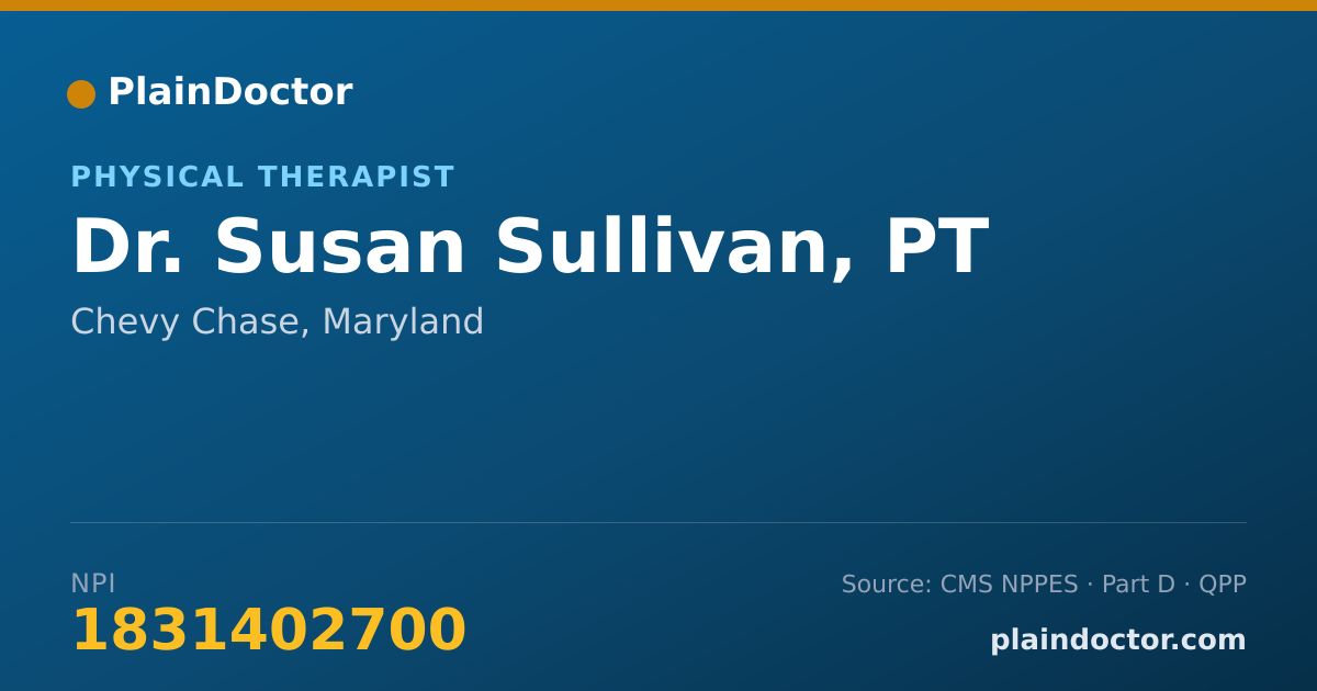 Shareable card for Susan Sullivan, PT - Physical Therapist, Chevy Chase, MD