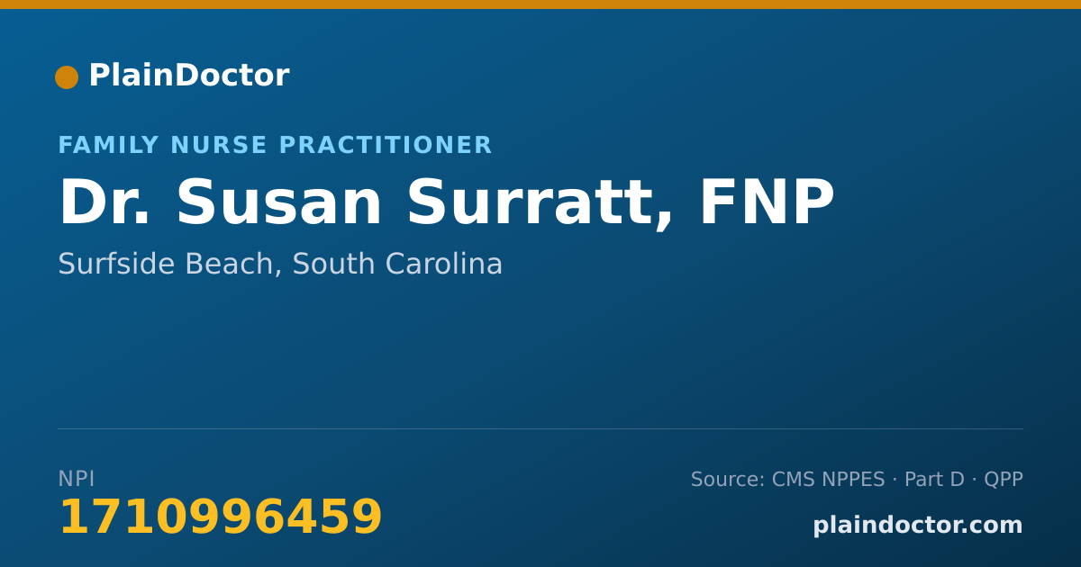 Shareable card for Susan Surratt, FNP - Family Nurse Practitioner, Surfside Beach, SC