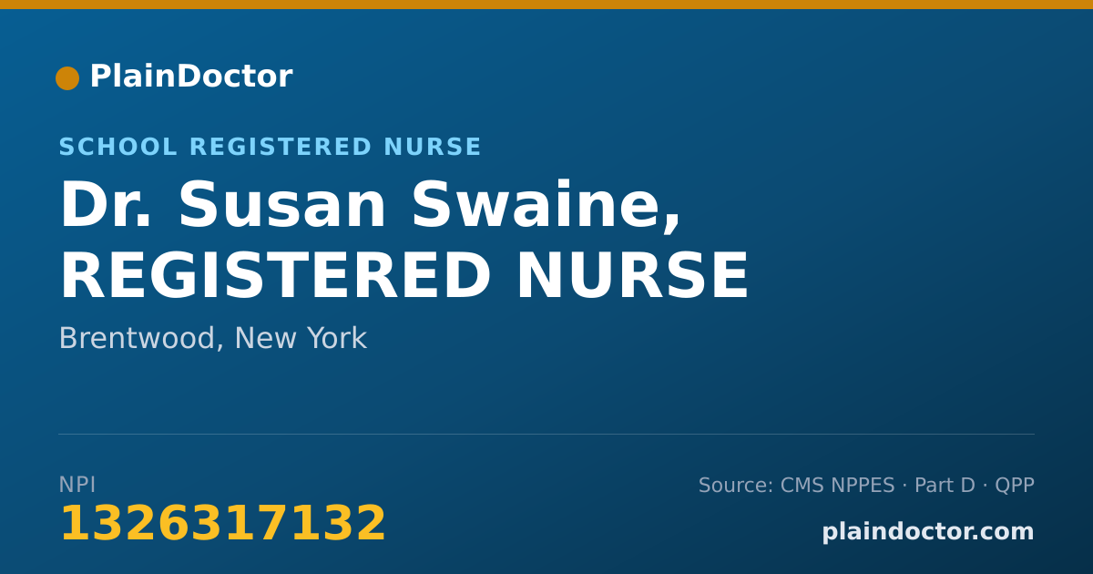 Shareable card for Susan Swaine, REGISTERED NURSE - School Registered Nurse, Brentwood, NY