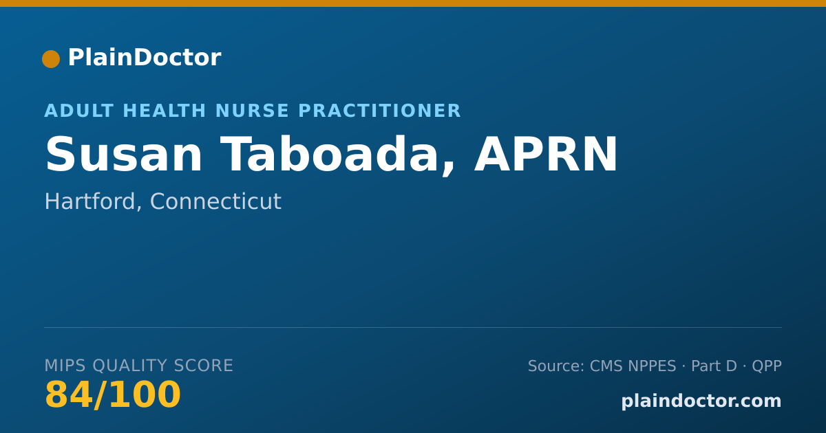 Shareable card for Susan Taboada, APRN - Adult Health Nurse Practitioner, Hartford, CT