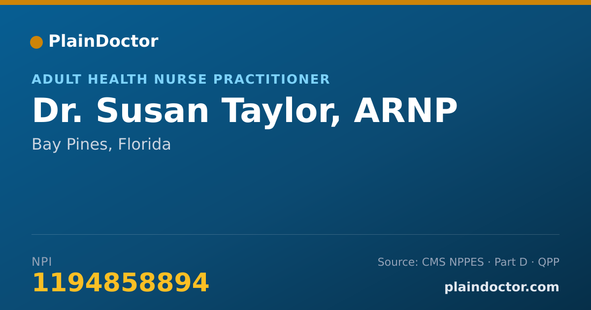 Shareable card for Susan Taylor, ARNP - Adult Health Nurse Practitioner, Bay Pines, FL