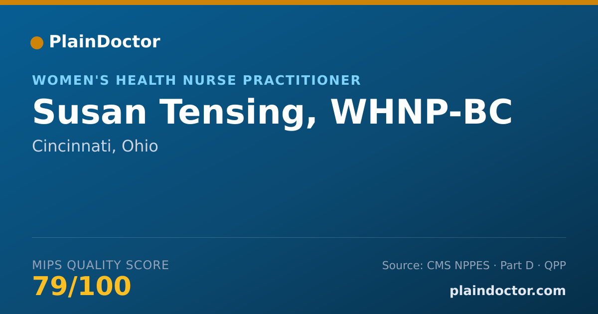 Shareable card for Susan Tensing, WHNP-BC - Women's Health Nurse Practitioner, Cincinnati, OH
