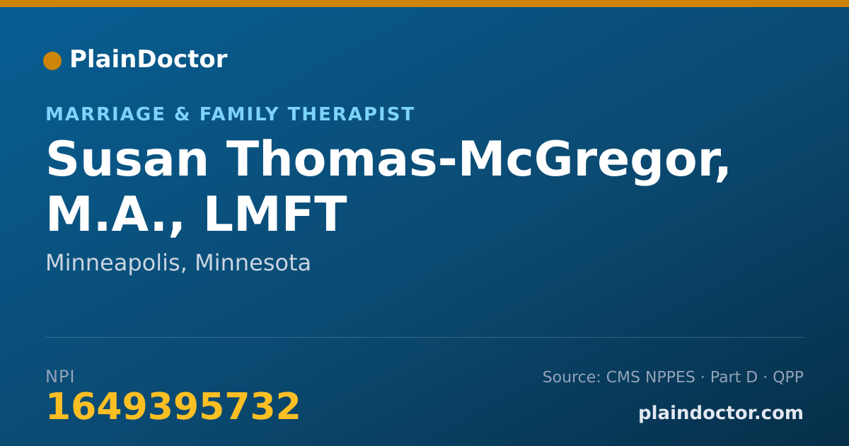Shareable card for Susan Thomas-McGregor, M.A., LMFT - Marriage & Family Therapist, Minneapolis, MN