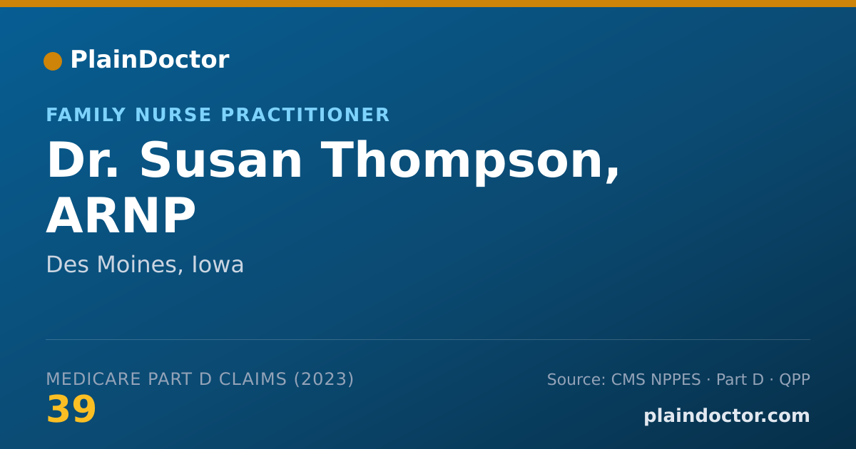 Shareable card for Susan Thompson, ARNP - Family Nurse Practitioner, Des Moines, IA