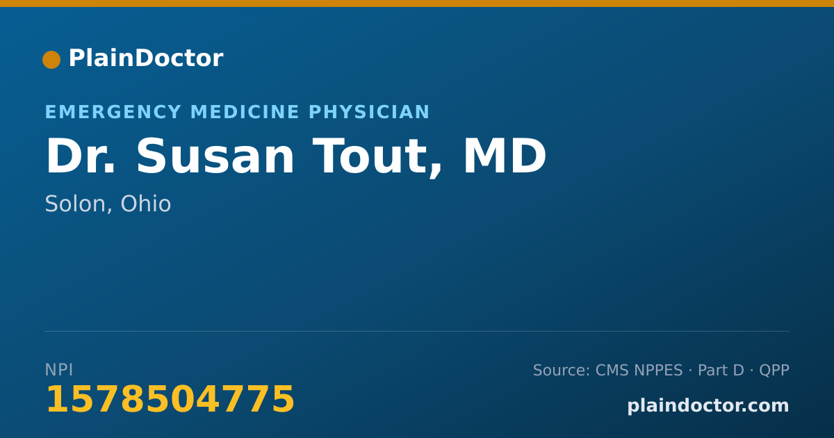 Shareable card for Susan Tout, MD - Emergency Medicine Physician, Solon, OH