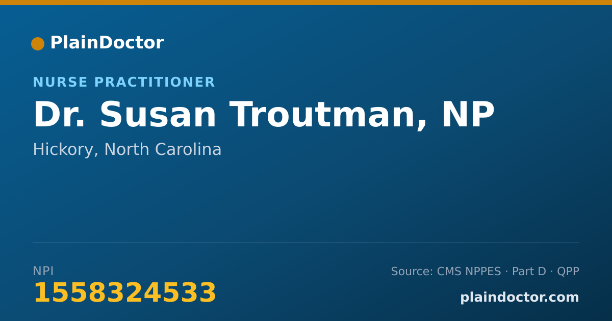 Shareable card for Susan Troutman, NP - Nurse Practitioner, Hickory, NC