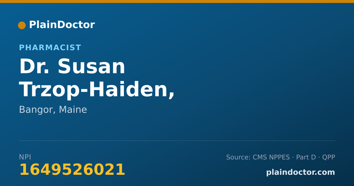 Shareable card for Susan Trzop-Haiden, PHARMACIST - Pharmacist, Bangor, ME