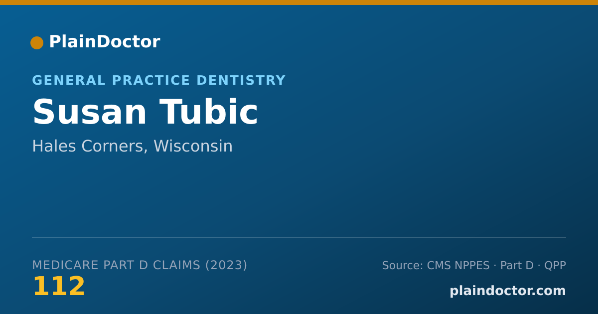 Shareable card for Susan Tubic - General Practice Dentistry, Hales Corners, WI