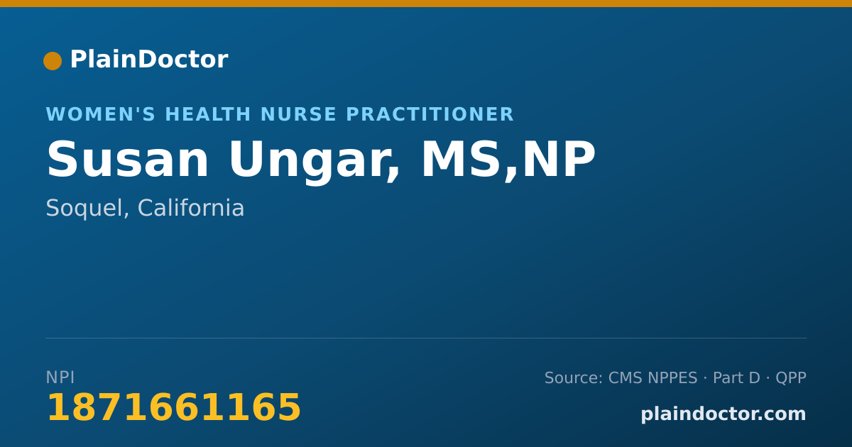 Shareable card for Susan Ungar, MS,NP - Women's Health Nurse Practitioner, Soquel, CA