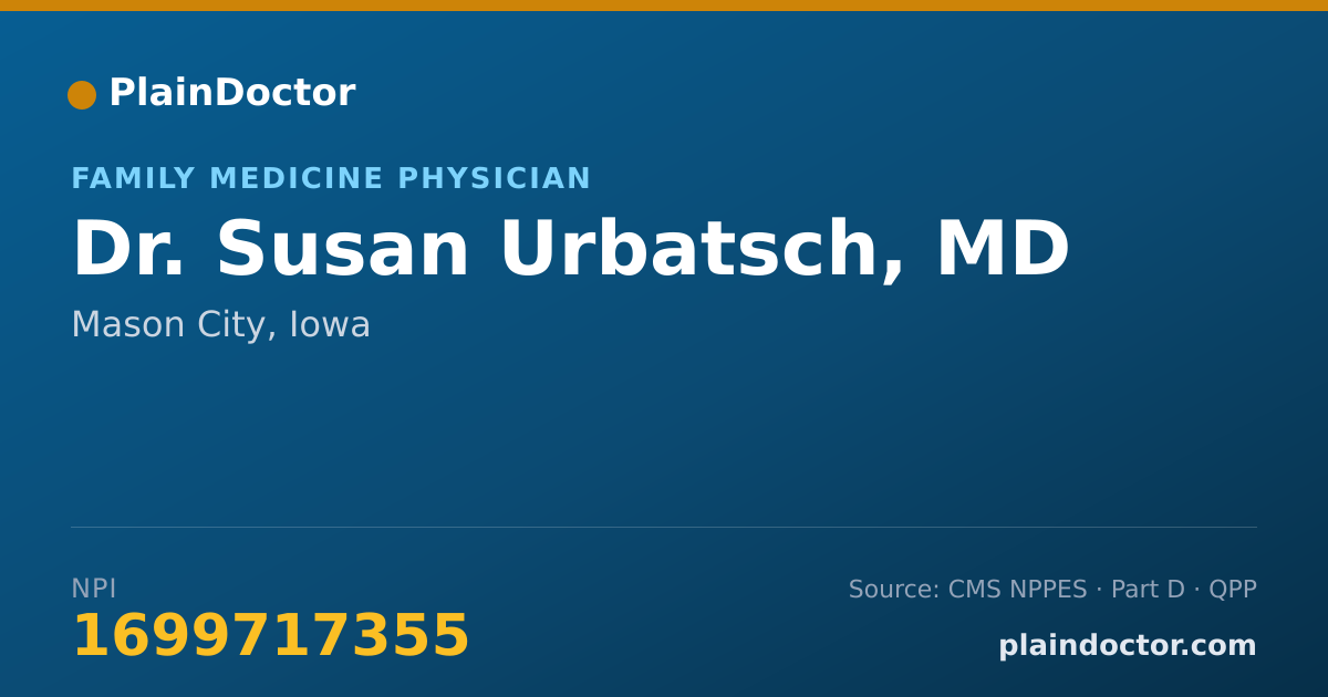 Shareable card for Susan Urbatsch, MD - Family Medicine Physician, Mason City, IA