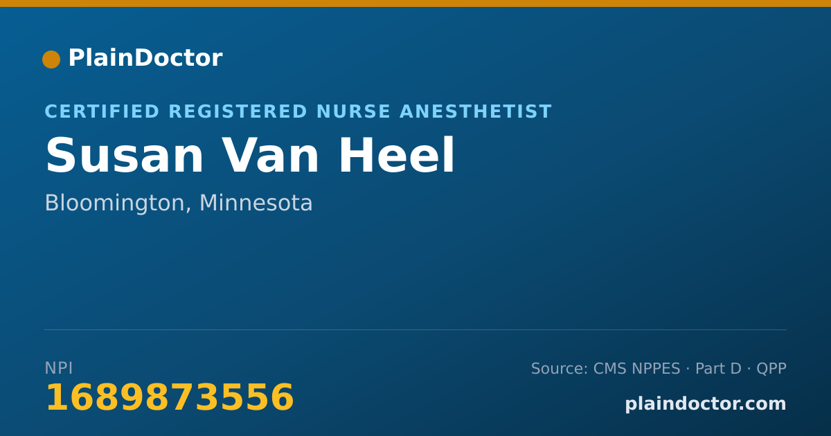 Shareable card for Susan Van Heel - Certified Registered Nurse Anesthetist, Bloomington, MN