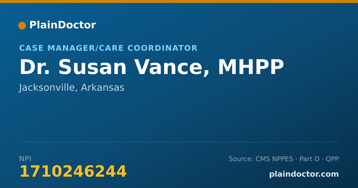 Shareable card for Susan Vance, MHPP - Case Manager/Care Coordinator, Jacksonville, AR