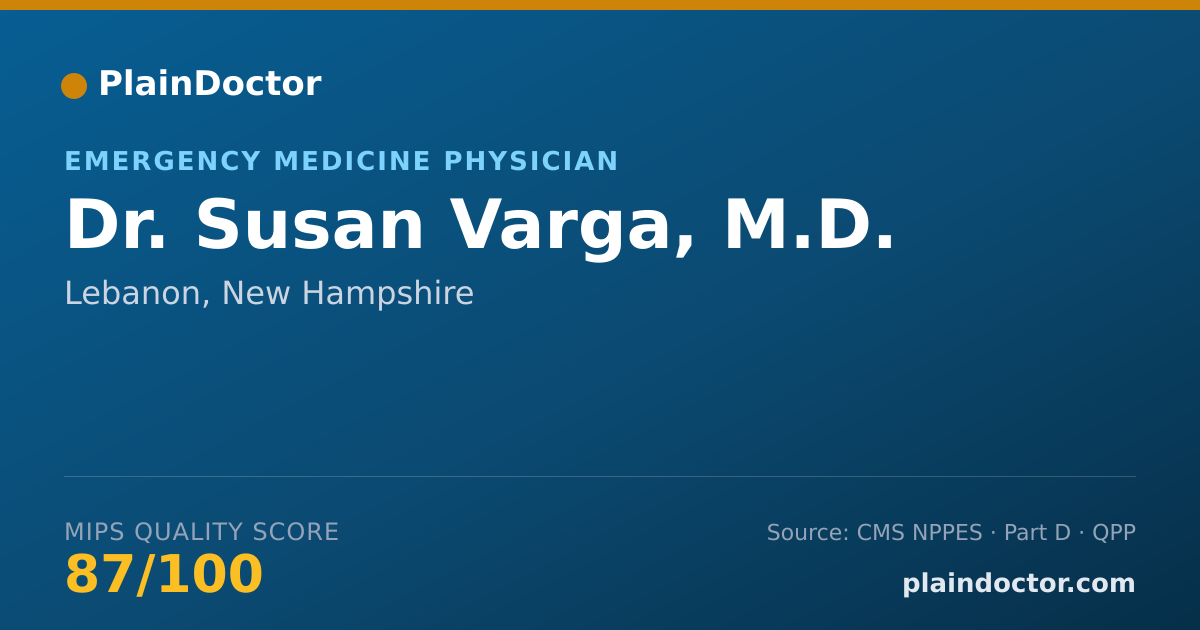Shareable card for Susan Varga, M.D. - Emergency Medicine Physician, Lebanon, NH