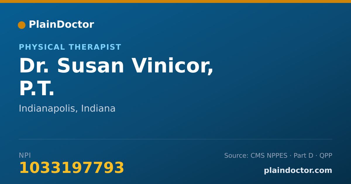 Shareable card for Susan Vinicor, P.T. - Physical Therapist, Indianapolis, IN