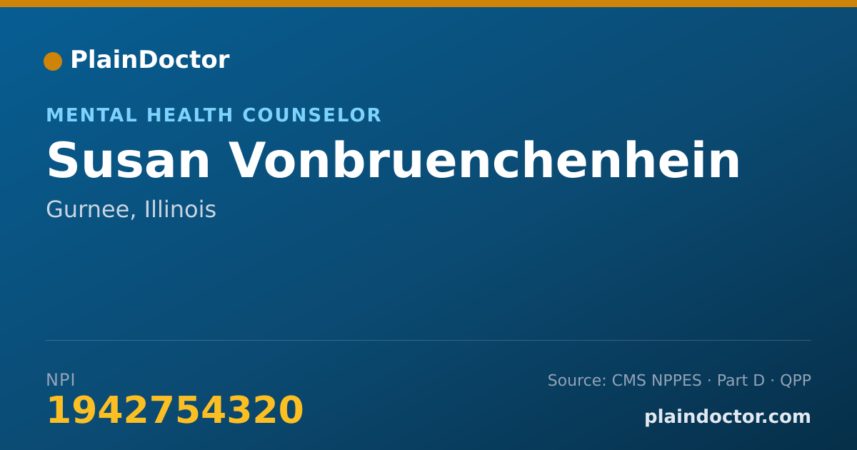 Shareable card for Susan Vonbruenchenhein - Mental Health Counselor, Gurnee, IL