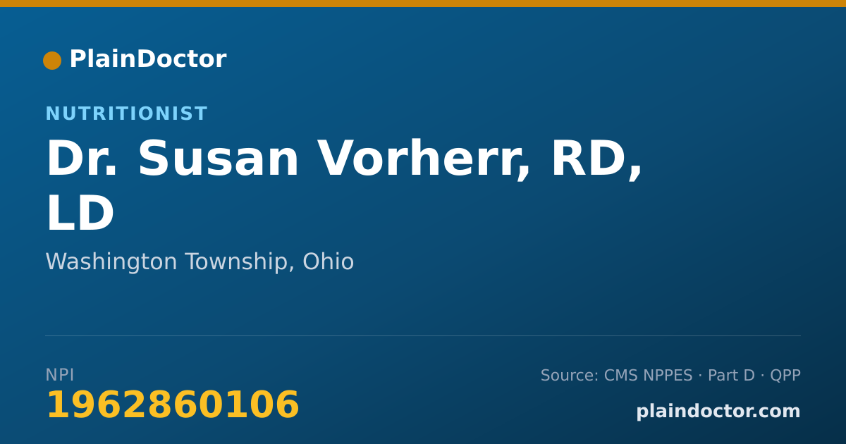 Shareable card for Susan Vorherr, RD, LD - Nutritionist, Washington Township, OH