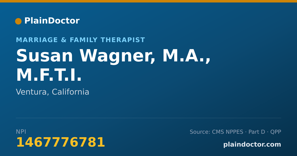 Shareable card for Susan Wagner, M.A., M.F.T.I. - Marriage & Family Therapist, Ventura, CA
