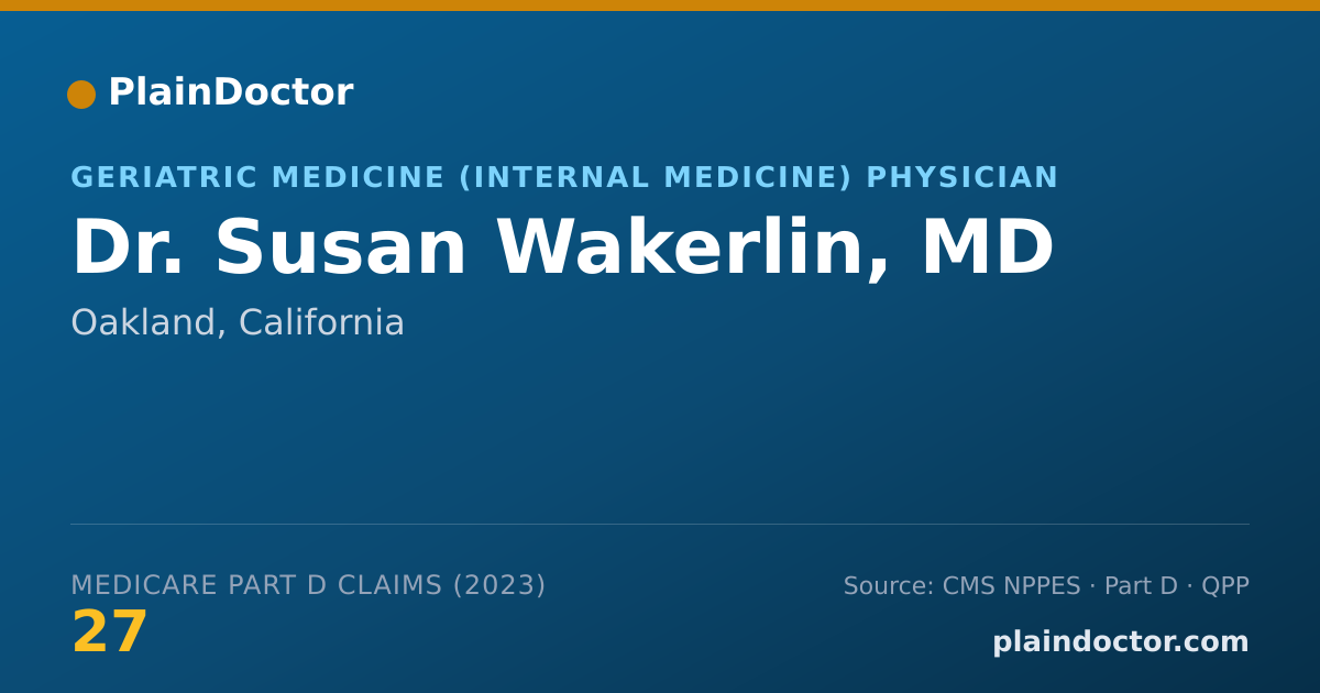 Shareable card for Susan Wakerlin, MD - Geriatric Medicine (Internal Medicine) Physician, Oakland, CA