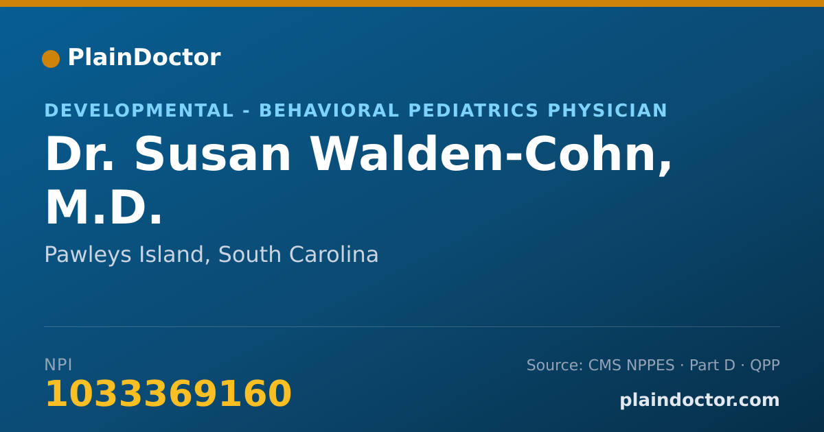 Shareable card for Susan Walden-Cohn, M.D. - Developmental - Behavioral Pediatrics Physician, Pawleys Island, SC