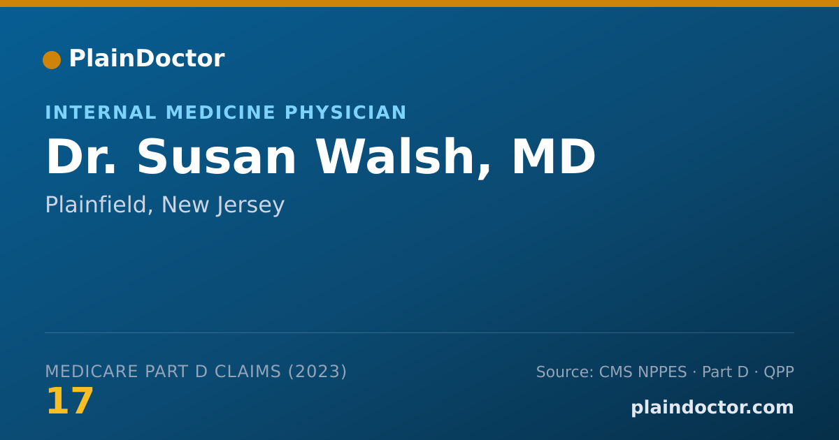 Shareable card for Susan Walsh, MD - Internal Medicine Physician, Plainfield, NJ