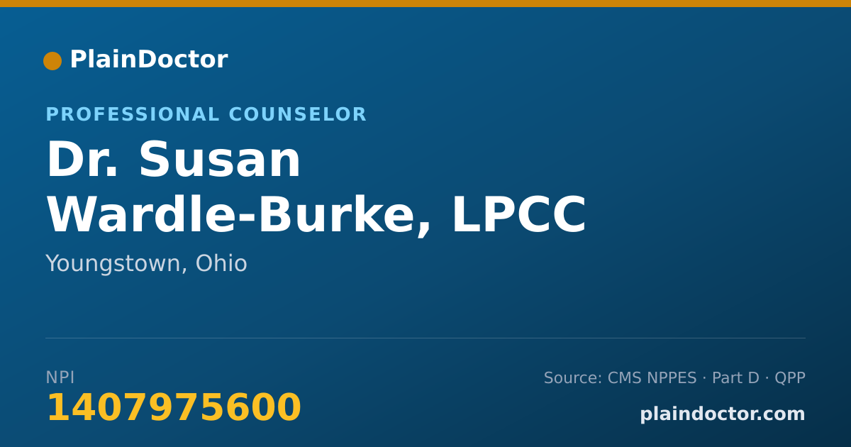 Shareable card for Susan Wardle-Burke, LPCC - Professional Counselor, Youngstown, OH
