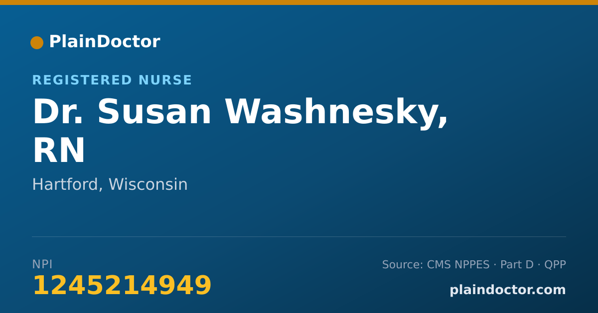 Shareable card for Susan Washnesky, RN - Registered Nurse, Hartford, WI