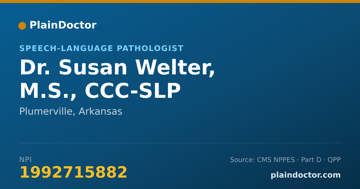Shareable card for Susan Welter, M.S., CCC-SLP - Speech-Language Pathologist, Plumerville, AR