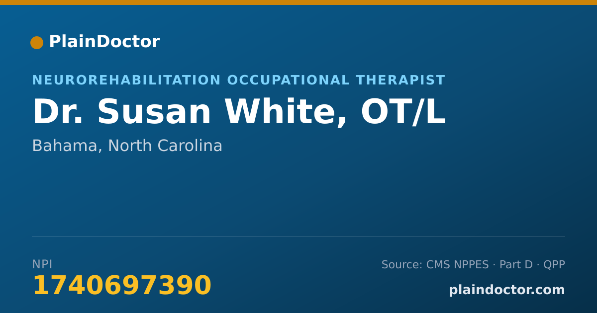 Shareable card for Susan White, OT/L - Neurorehabilitation Occupational Therapist, Bahama, NC