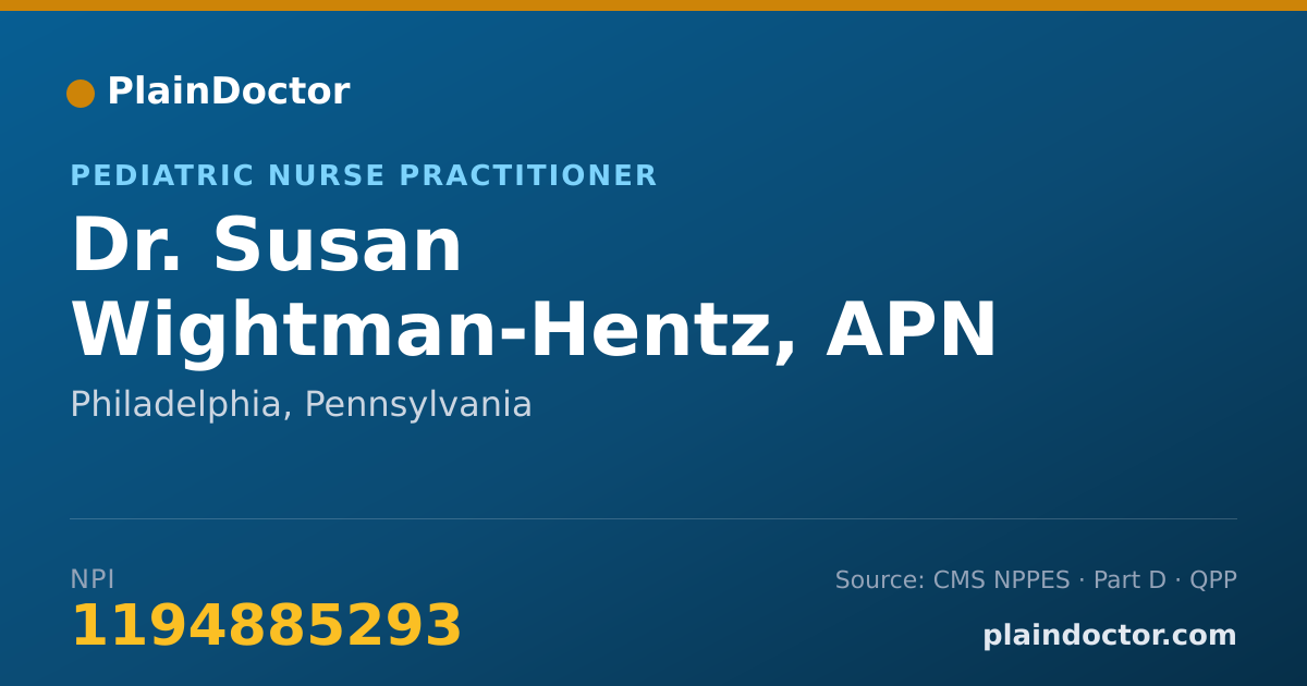 Shareable card for Susan Wightman-Hentz, APN - Pediatric Nurse Practitioner, Philadelphia, PA