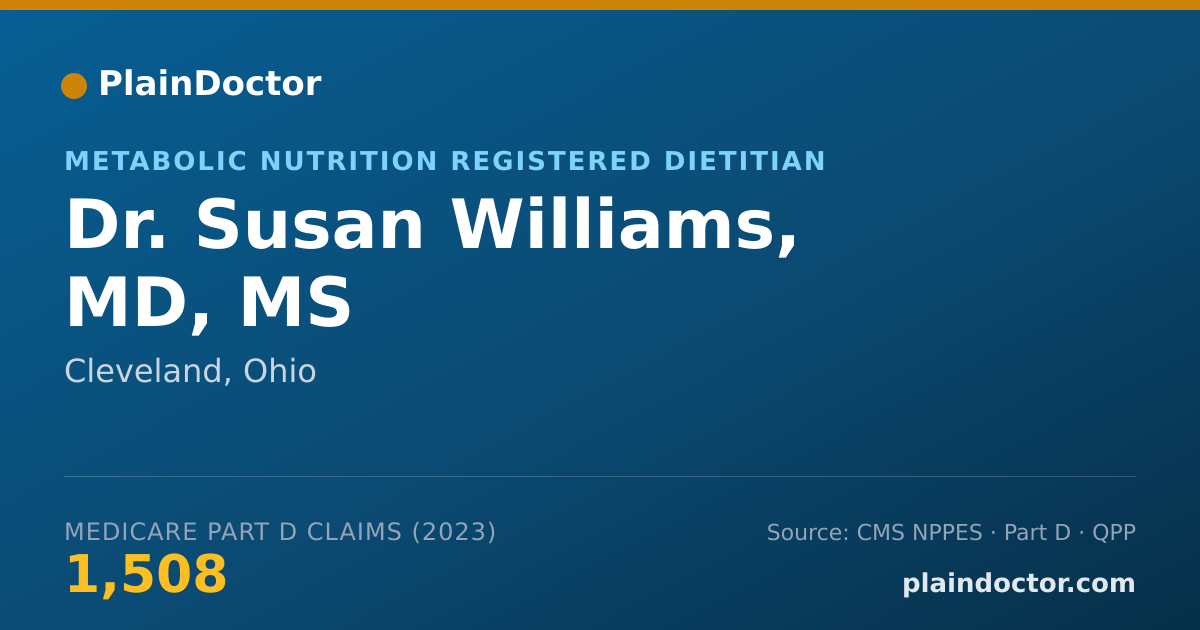 Shareable card for Susan Williams, MD, MS - Metabolic Nutrition Registered Dietitian, Cleveland, OH