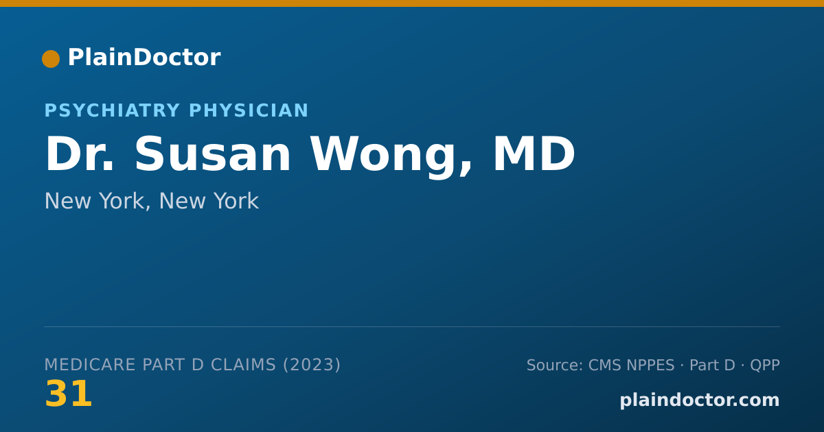 Shareable card for Susan Wong, MD - Psychiatry Physician, New York, NY
