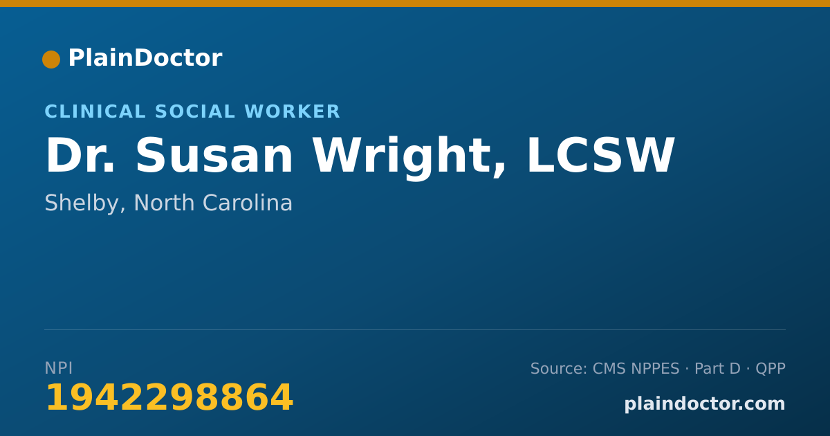 Shareable card for Susan Wright, LCSW - Clinical Social Worker, Shelby, NC