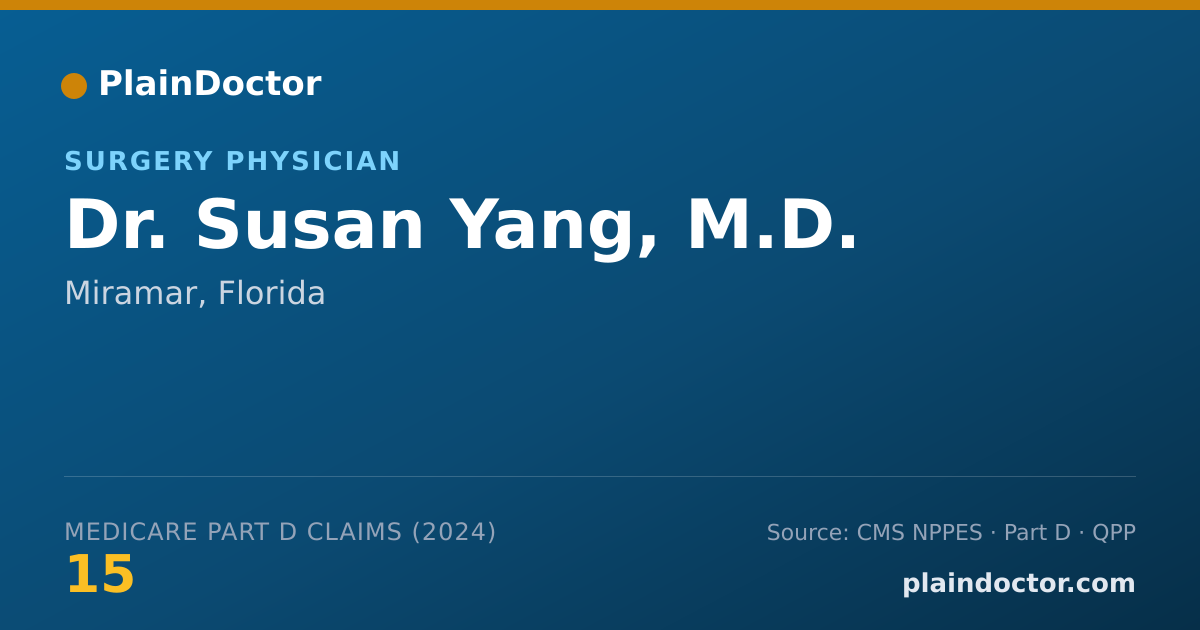 Shareable card for Susan Yang, M.D. - Surgery Physician, Miramar, FL