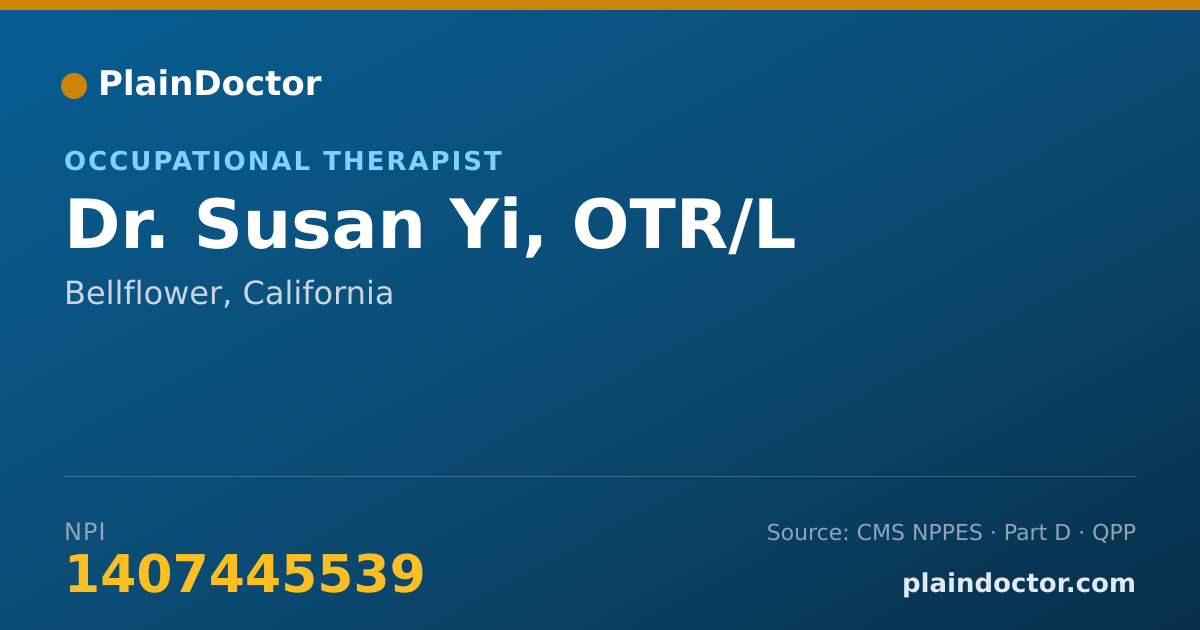 Shareable card for Susan Yi, OTR/L - Occupational Therapist, Bellflower, CA