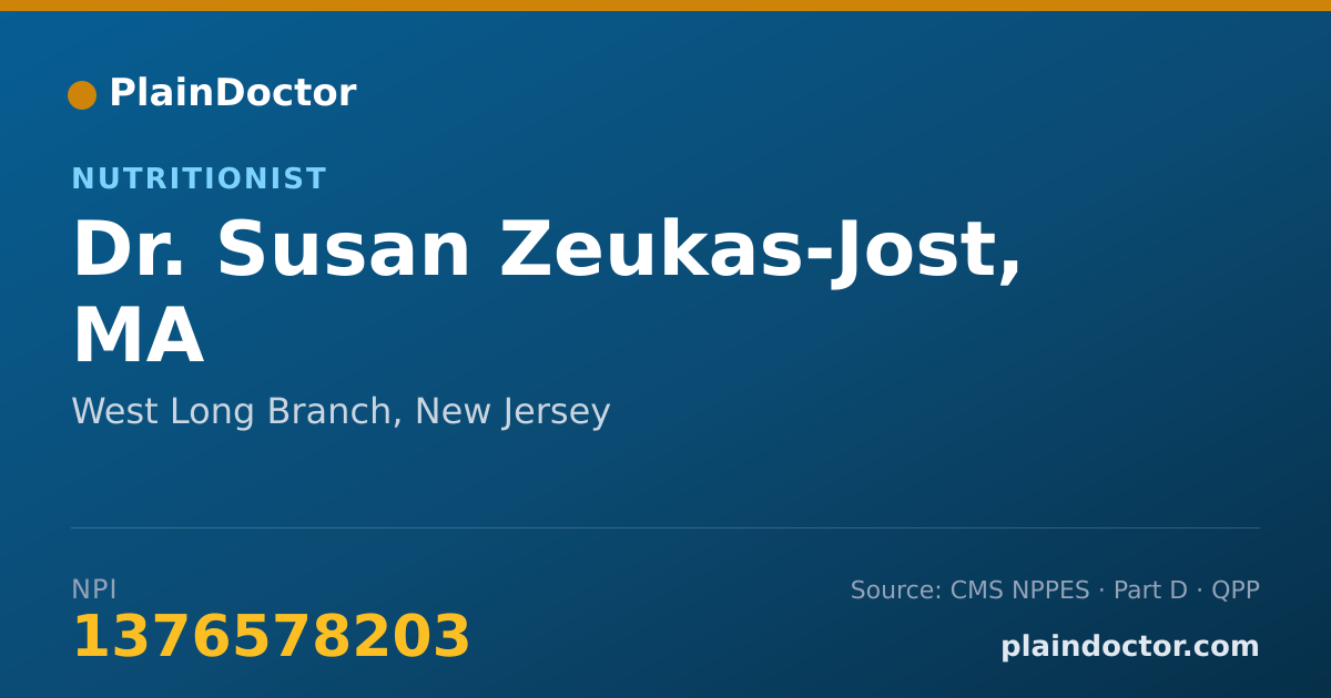 Shareable card for Susan Zeukas-Jost, MA - Nutritionist, West Long Branch, NJ