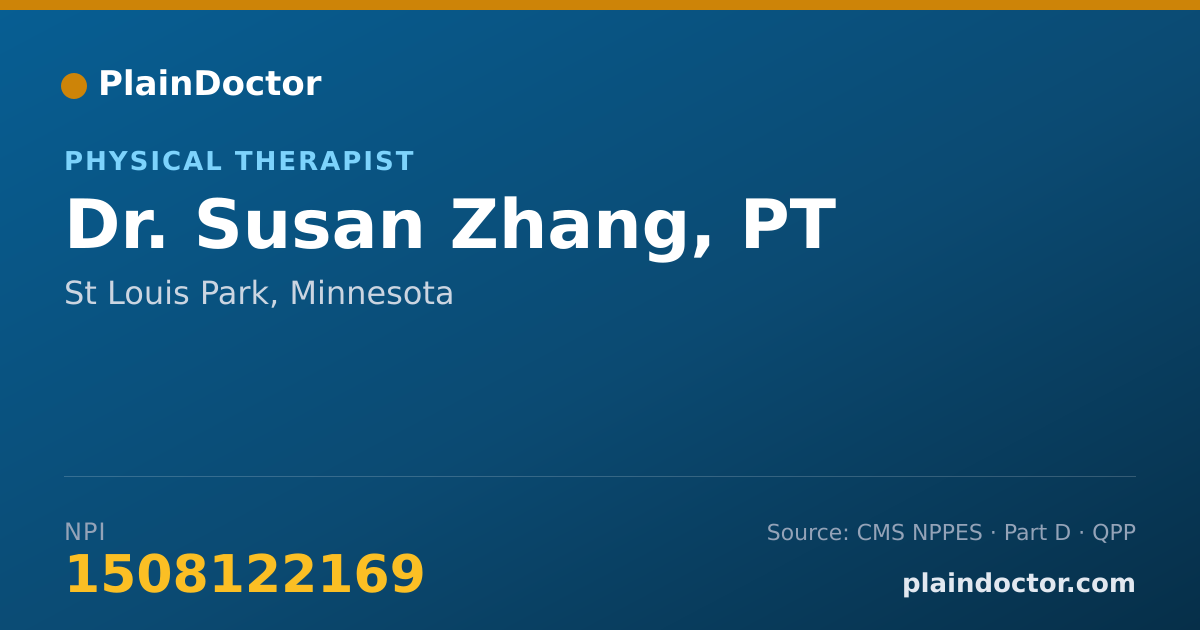 Shareable card for Susan Zhang, PT - Physical Therapist, St Louis Park, MN